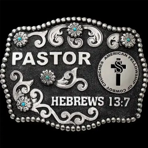 "Carry your faith with you—a timeless symbol of devotion and grace, designed to inspire and endure. Our Temple belt buckle is crafted on a German silver base with a bead edge, featuring our signature western-inspired scrollwork overlay, floral accent